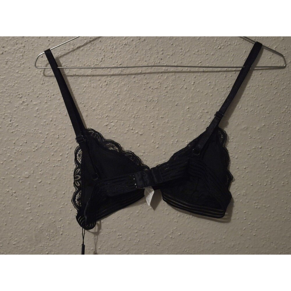 NWT Pretty Little Things Black Lace Bra S Triangle Elastic Hem Witchy